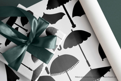 Umbrella | Hand Drawn Vintage Beach Parasol, Rainy Day Product Image 6