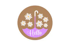 Umbrella Spring Round Porch Sign Laser Cut SVG Template Product Image 2