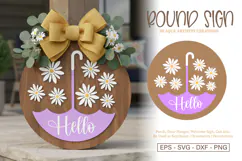 Umbrella Spring Round Porch Sign Laser Cut SVG Template Product Image 1