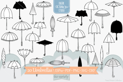 Umbrella | Hand Drawn Vintage Beach Parasol, Rainy Day Product Image 1
