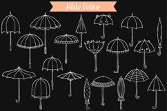 White Umbrella | Hand Drawn Vintage Beach Parasol, Rainy Day Product Image 2