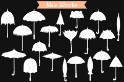 White Umbrella | Hand Drawn Vintage Beach Parasol, Rainy Day Product Image 3