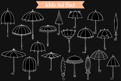 White Umbrella | Hand Drawn Vintage Beach Parasol, Rainy Day Product Image 4