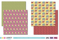 Kids mermaid birthday party background patterns for printable decor