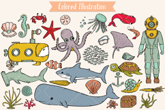 Hand-Drawn Colored Under the Sea Doodles | Ocean Life | Fish Product Image 2