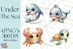Under the Sea Babies Clipart PNG, Animal Clipart PNG Product Image 1