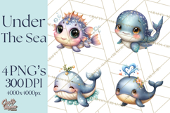 Under the Sea Babies Clipart PNG, Animal Clipart PNG Product Image 1