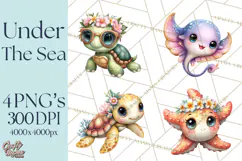 Under the Sea Babies Clipart PNG, Animal Clipart PNG Product Image 1