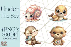 Under the Sea Babies Clipart PNG, Animal Clipart PNG Product Image 1