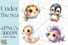Under the Sea Babies Clipart PNG, Animal Clipart PNG Product Image 1
