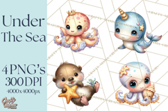 Under the Sea Babies Clipart PNG, Animal Clipart PNG Product Image 1