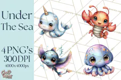 Under the Sea Babies Clipart PNG, Animal Clipart PNG Product Image 1