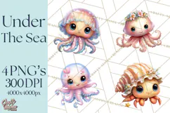 Under the Sea Babies Clipart PNG, Animal Clipart PNG Product Image 1