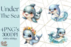 Under the Sea Babies Clipart PNG, Animal Clipart PNG Product Image 1