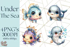Under the Sea Babies Clipart PNG, Animal Clipart PNG Product Image 1