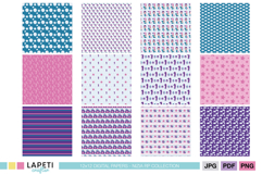 Preview of all 12 mermaid and ocean-themed papers featuring sea castles, shells, stars, and waves