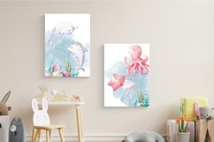 Undersea watercolor clipart, cute sea animals Product Image 2