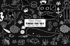 Hand-Drawn White Under the Sea Doodles | Ocean Life | Fish Product Image 1