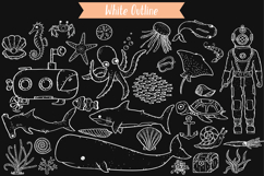 Hand-Drawn White Under the Sea Doodles | Ocean Life | Fish Product Image 2