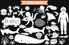 Hand-Drawn White Under the Sea Doodles | Ocean Life | Fish Product Image 3