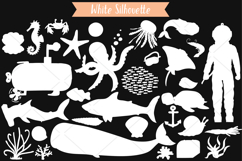 Hand-Drawn White Under the Sea Doodles | Ocean Life | Fish Product Image 4