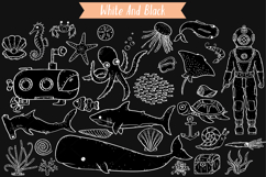 Hand-Drawn White Under the Sea Doodles | Ocean Life | Fish Product Image 6