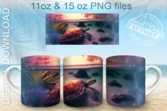 Sea turtle mug Png, ocean mug wrap design Product Image 1