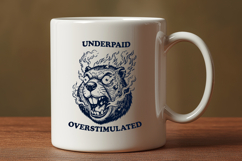 Underpaid Overstimulated SVG - Funny Angry Beaver PNG Design Product Image 3