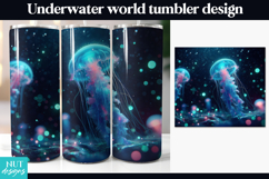 Underwater Galaxy Tumbler, Glowing Jellyfish Tumbler wrap Product Image 1