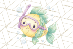 Pastel Underwater Clipart PNG, Baby Sea Animals Clip Art Product Image 5