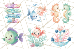 Pastel Underwater Clipart PNG, Baby Sea Animals Clip Art Product Image 2