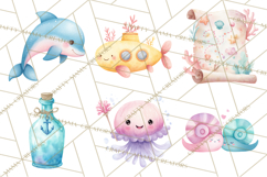 Pastel Underwater Clipart PNG, Baby Sea Animals Clip Art Product Image 5