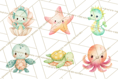 Pastel Underwater Clipart PNG, Baby Sea Animals Clip Art Product Image 8