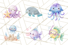 Pastel Underwater Clipart PNG, Baby Sea Animals Clip Art Product Image 9