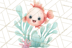 Pastel Underwater Clipart PNG, Baby Sea Animals Clip Art Product Image 2