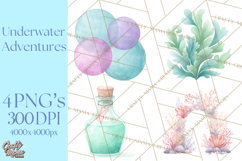 Pastel Underwater Clipart PNG, Baby Sea Animals Clip Art Product Image 1