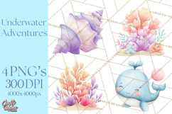 Pastel Underwater Clipart PNG, Baby Sea Animals Clip Art Product Image 1