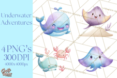 Pastel Underwater Clipart PNG, Baby Sea Animals Clip Art Product Image 1