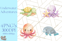 Pastel Underwater Clipart PNG, Baby Sea Animals Clip Art Product Image 1