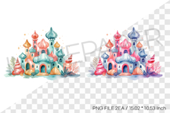 Green Pink Underwater Castle PNG Clipart Summer Ocean Illust Product Image 1