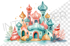 Green Pink Underwater Castle PNG Clipart Summer Ocean Illust Product Image 2