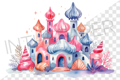 Green Pink Underwater Castle PNG Clipart Summer Ocean Illust Product Image 3