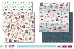Underwater scrapbook paper with colorful marine creatures