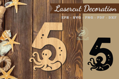 Underwater Number Five Lasercut Decoration SVG Product Image 1