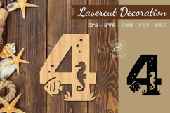 Underwater Number Four Lasercut Decoration SVG Product Image 1