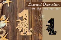 Underwater Number One Lasercut Decoration SVG Product Image 1