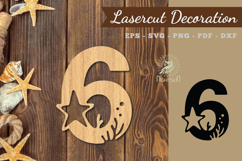 Underwater Number Six Lasercut Decoration SVG Product Image 1