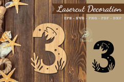Underwater Number Tre Lasercut Decoration SVG Product Image 1