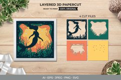 3D Papercut Underwater Scene with Mermaid and Corals Design Product Image 1