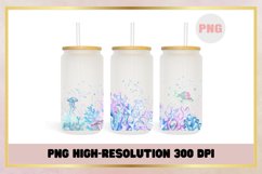 Underwater sea watercolor 16oz can glass Libbey wrap Product Image 1